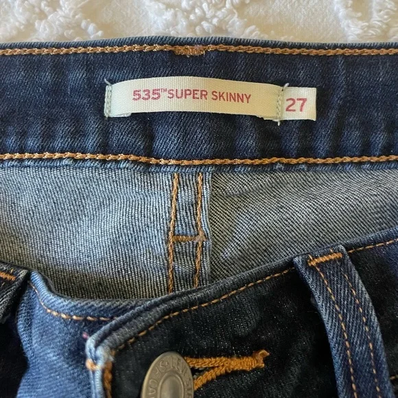 Levi Strauss & Co 535 Super Skinny size 27 Dark Blue Jeans. - Picture 3 of 4